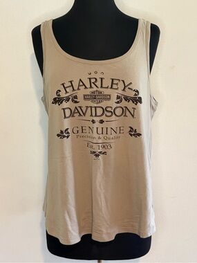 Harley-Davidson Beige Tank with Black Logo Art